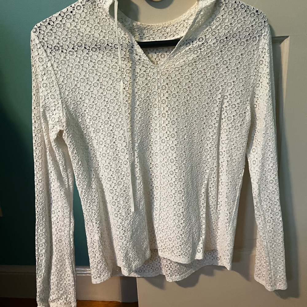 La Redoute white lace see through shirt